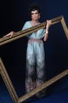 Buy_Adi By Aditya Khandelwl_Blue Jacquard Embroidery V-neck Hand Jumpsuit _Online_at_Aza_Fashions