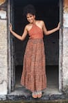Buy_Beachbum_Multi Color Cotton Sequins Halter Neck Flamingo Lily Backless Maxi Dress _Online_at_Aza_Fashions