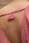 Beachbum_Rust Cotton V-neck Rose Balsam Long Kaftan _Online_at_Aza_Fashions