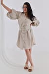 Buy_Beachbum_Green Poplin Embroidery Collared Mira Shirt Dress _at_Aza_Fashions