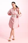 Shop_Beachbum_Pink Poplin Embroidery Collared Mira Shirt Dress _at_Aza_Fashions