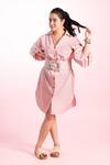 Buy_Beachbum_Pink Poplin Embroidery Collared Mira Shirt Dress _at_Aza_Fashions
