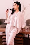 Shop_Beachbum_White Viscose, Rayon Embroidery Collared Hand Co-ord Set _at_Aza_Fashions