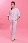 Beachbum_Pink Viscose, Rayon Embroidery Round Neck Baby Hand Co-ord Set _Online_at_Aza_Fashions
