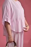 Beachbum_Pink Viscose, Rayon Embroidery Round Neck Baby Hand Co-ord Set _at_Aza_Fashions