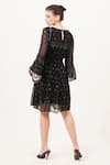 Shop_Beachbum_Black Georgette Embroidery Round Neck Knee Length Glow Dress _at_Aza_Fashions