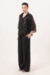 Beachbum_Black Sequins Collared Charm Co-ord Set _Online_at_Aza_Fashions