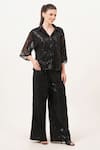 Shop_Beachbum_Black Sequins Collared Charm Co-ord Set _Online_at_Aza_Fashions
