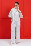 Shop_Beachbum_White Sequins Collared Charm Co-ord Set _Online_at_Aza_Fashions