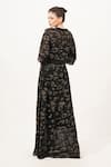 Shop_Beachbum_Black Viscose, Georgette Embroidery V-neck Sparkle Long Maxi Dress _at_Aza_Fashions