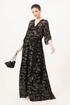 Shop_Beachbum_Black Viscose, Georgette Embroidery V-neck Sparkle Long Maxi Dress _Online_at_Aza_Fashions