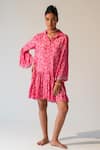 Buy_Beachbum_Pink Embroidery Collared Fig Fusion Drop Waist Dress _at_Aza_Fashions