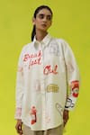 Buy_ROZA_Ivory Poplin Collared Breakfast Club Oversized Shirt _at_Aza_Fashions