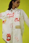 Buy_ROZA_Ivory Poplin Collared Breakfast Club Oversized Shirt _Online_at_Aza_Fashions