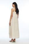 Shop_Payal Pratap_Beige Linen Embroidery Square Neck Hulthemia Strap Dress _at_Aza_Fashions