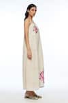 Shop_Payal Pratap_Beige Linen Embroidery Square Neck Hulthemia Strap Dress _Online_at_Aza_Fashions