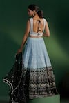 Shop_Two Sisters By Gyans_Blue Georgette, Net Sequins, Embroidery V-neck Lehenga Set _at_Aza_Fashions