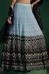 Shop_Two Sisters By Gyans_Blue Georgette, Net Sequins, Embroidery V-neck Lehenga Set _Online_at_Aza_Fashions