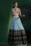 Buy_Two Sisters By Gyans_Blue Georgette, Net Sequins, Embroidery V-neck Lehenga Set 