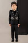 Buy_LITTLE BRATS_Black Viscose Designer Horse Pattern Boys Suit _at_Aza_Fashions