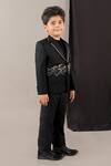 Buy_LITTLE BRATS_Black Viscose Designer Horse Pattern Boys Suit _Online_at_Aza_Fashions