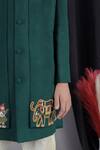 LITTLE BRATS_Green Cotton, Silk Embroidery, Sequins Designer Boys Bottle Sherwani Set _at_Aza_Fashions