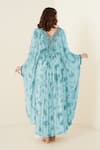 Shop_Merge Design_Blue Georgette Sequins, Stones V-neck Kaftan Set _at_Aza_Fashions