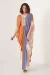 Buy_Merge Design_Multi Color Modal, Satin Embroidery, Fringe, Stones Multicolor Kaftaan Set _at_Aza_Fashions