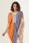 Merge Design_Multi Color Modal, Satin Embroidery, Fringe, Stones Multicolor Kaftaan Set _Online_at_Aza_Fashions