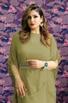 Shop_Merge Design_Green Georgette Embroidery Round Neck Multi Color Kaftaan Set _at_Aza_Fashions