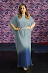 Buy_Merge Design_Blue Georgette Embroidery, Beads Round Neck Kaftaan Set _at_Aza_Fashions
