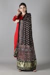 Sheeshakari_Red Silk Embroidery, Sequins Round Neck Kurta Set With Dupatta _Online_at_Aza_Fashions