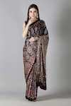 Buy_Sheeshakari_Black Silk Sequins, Embroidery Printed Saree With Blouse _at_Aza_Fashions