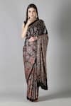 Shop_Sheeshakari_Black Silk Sequins, Embroidery Printed Saree With Blouse _Online_at_Aza_Fashions