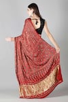 Shop_Sheeshakari_Red Silk Sequins, Zari Printed Saree With Blouse _at_Aza_Fashions