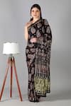 Buy_Sheeshakari_Black Silk Sequins, Embroidery Printed Saree With Blouse Piece _at_Aza_Fashions
