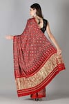 Shop_Sheeshakari_Red Silk Sequins, Embroidery Printed Saree _at_Aza_Fashions