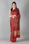 Buy_Sheeshakari_Red Silk Sequins, Embroidery Printed Saree _at_Aza_Fashions