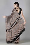 Shop_Sheeshakari_Black Silk Beads Printed Saree With Blouse Piece _at_Aza_Fashions