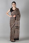 Buy_Sheeshakari_Black Silk Beads Printed Saree With Blouse Piece _at_Aza_Fashions
