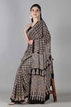 Buy_Sheeshakari_Black Silk Beads Printed Saree With Blouse Piece _Online_at_Aza_Fashions