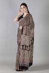 Sheeshakari_Black Silk Beads Printed Saree With Blouse Piece _at_Aza_Fashions