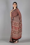 Sheeshakari_Red Silk Mirrors Printed Saree With Blouse _at_Aza_Fashions