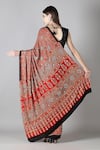 Shop_Sheeshakari_Red Silk Mirrors, Embroidery Printed Saree With Blouse _at_Aza_Fashions