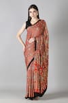 Buy_Sheeshakari_Red Silk Mirrors, Embroidery Printed Saree With Blouse _at_Aza_Fashions