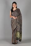 Buy_Sheeshakari_Black Silk Mirrors Printed Saree With Blouse _at_Aza_Fashions