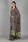Buy_Sheeshakari_Black Silk Mirrors Printed Saree With Blouse _Online_at_Aza_Fashions