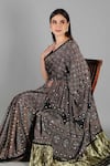 Shop_Sheeshakari_Black Silk Mirrors Printed Saree With Blouse _Online_at_Aza_Fashions