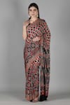 Shop_Sheeshakari_Red Silk Printed Saree With Blouse Piece _Online_at_Aza_Fashions