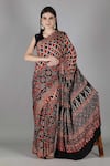Buy_Sheeshakari_Red Silk Printed Saree With Blouse Piece _at_Aza_Fashions